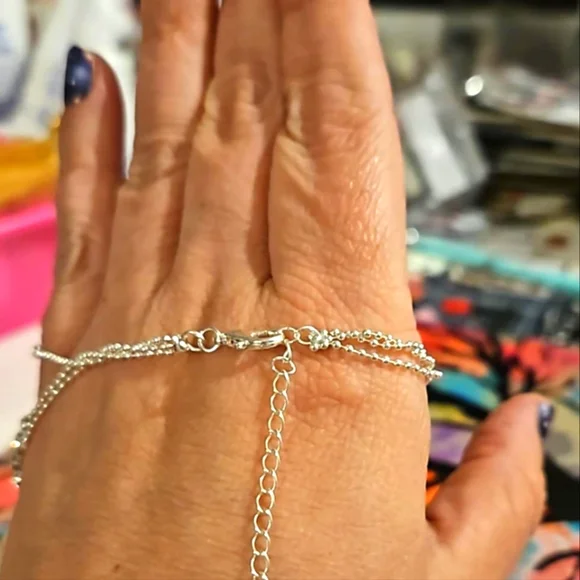 Three Layer Rhinestone Anklet - Picture 2 of 4